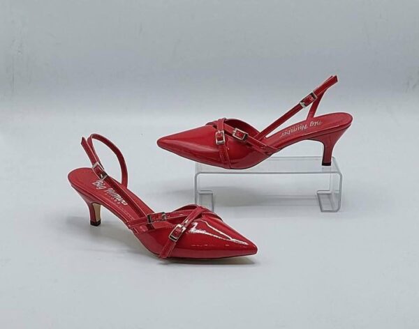 Patent Pointed-Toe Slingback Heels with Double Strap Detail