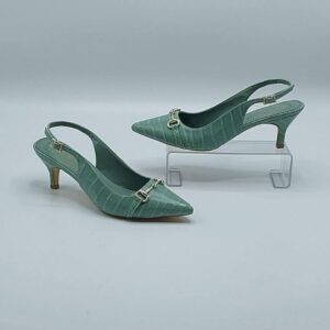 Croc-Texture Slingback Heels