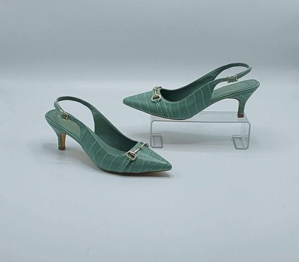 Croc-Texture Slingback Heels