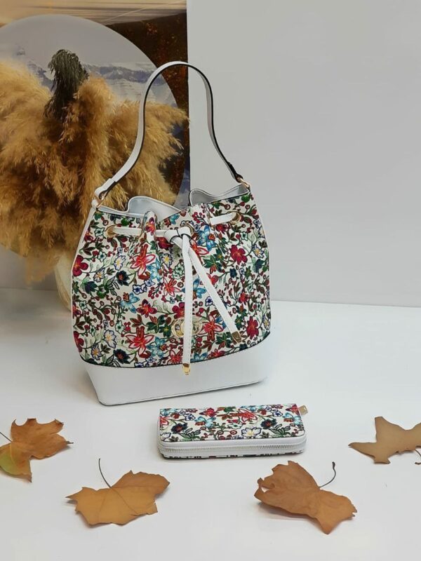 Belle White Bucket Bag Set