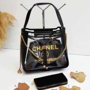 Chanel Noir Luxe Clear Tote Set